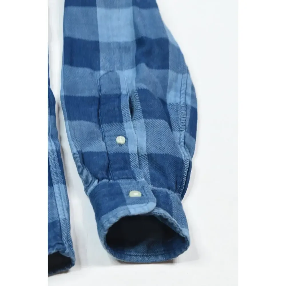 Polo Ralph Lauren Double-Faced Shirt Mens Small Blue Indigo Plaid Classic Fit